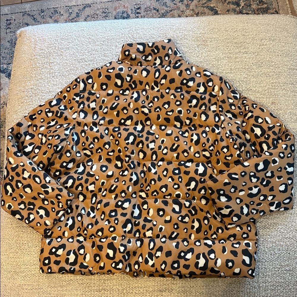 NWOT WhoWhatWear Leopard Print Puffer Jacket Size L - Picture 3 of 3
